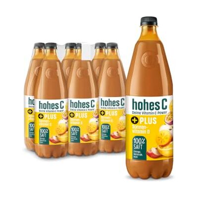Hohes C PLUS Sonnenvitamin D (6 x 1l), 100% Saft, Orange, Apfel, Maracuja, Zitrone, Kaki, Vitamin C, PLUS an Vitamin D, ohne Zuckerzusatz laut Gesetz, vegan Hohes C PLUS Sonnenvitamin D (6 x 1l), 100% Saft, Orange, Apfel, Maracuja, Zitrone, Kaki, Vitamin C, PLUS an Vitamin D, ohne Zuckerzusatz laut Gesetz, vegan