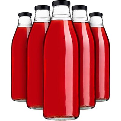 KADAX 5er Set Glasflaschen 1L mit Schraubverschluss Schwarz – Leere Milchflaschen Saftflaschen zum Befüllen für Saft, Milch, Smoothies & Sirup, Refillable Glass Bottles KADAX 5er Set Glasflaschen 1L mit Schraubverschluss Schwarz – Leere Milchflaschen Saftflaschen zum Befüllen für Saft, Milch, Smoothies & Sirup, Refillable Glass Bottles