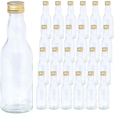 Vitrea 24 leere Glasflaschen 200ml Schraubverschluss Gold kleine Flaschen zum Befüllen mit Deckel für Saft, Getränke, Likör, Öl, Saucen, Sirup 24 Stück, PP28, Kropfhals Vitrea 24 leere Glasflaschen 200ml Schraubverschluss Gold kleine Flaschen zum Befüllen mit Deckel für Saft, Getränke, Likör, Öl, Saucen, Sirup 24 Stück, PP28, Kropfhals