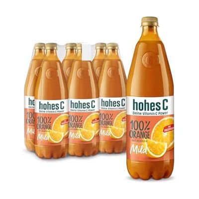 Hohes C Milde Orange mit zartem Fruchtfleisch (6 x 1l), 100% Saft, Orangensaft, Vitamin C, ohne Zuckerzusatz laut Gesetz, weniger Säure, vegan Hohes C Milde Orange mit zartem Fruchtfleisch (6 x 1l), 100% Saft, Orangensaft, Vitamin C, ohne Zuckerzusatz laut Gesetz, weniger Säure, vegan