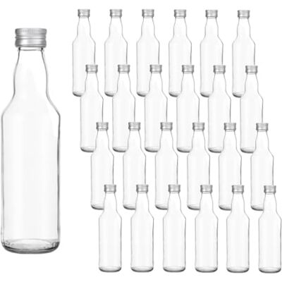 Vitrea 24 leere Glasflaschen 500ml Schraubverschluss Silber Flaschen zum Befüllen mit Deckel für Saft, Getränke, Likör, Öl, Saucen 24 Stück, PP28, Kropfhals Vitrea 24 leere Glasflaschen 500ml Schraubverschluss Silber Flaschen zum Befüllen mit Deckel für Saft, Getränke, Likör, Öl, Saucen 24 Stück, PP28, Kropfhals