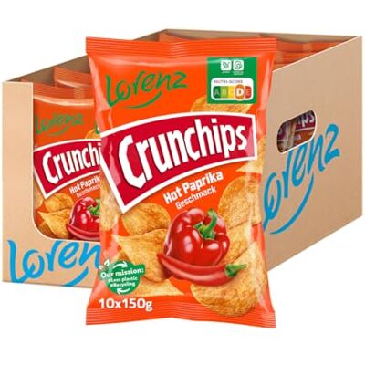Lorenz Snack World LORENZ Crunchips Hot Paprika 10 x 150 g glutenfrei Lorenz Snack World LORENZ Crunchips Hot Paprika 10 x 150 g glutenfrei