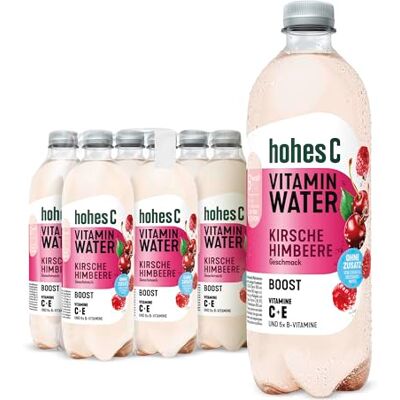 Hohes C Vitamin Water Boost Kirsche & Himbeere (6 x 750ml), mehr Energie mit Multivitamin-Komplex: Vitamin C, B6, B12, B3, B5 & B7, nur 6kcal/100ml, ohne Zuckerzusatz & Süßungsmittel, vegan Hohes C Vitamin Water Boost Kirsche & Himbeere (6 x 750ml), mehr Energie mit Multivitamin-Komplex: Vitamin C, B6, B12, B3, B5 & B7, nur 6kcal/100ml, ohne Zuckerzusatz & Süßungsmittel, vegan