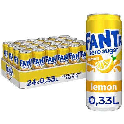 Fanta Lemon Zero fruchtige Erfrischung mit saurem Zitronengeschmack ohne Zucker und ohne Kalorien in praktischen Einweg Dosen (24 x 330 ml) Product Type: Standard Fanta Lemon Zero fruchtige Erfrischung mit saurem Zitronengeschmack ohne Zucker und ohne Kalorien in praktischen Einweg Dosen (24 x 330 ml) Product Type: Standard