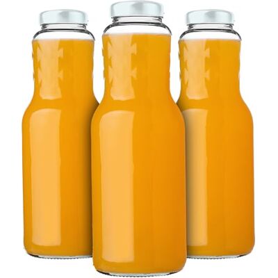 KADAX 3er Set Glasflaschen 1L mit Schraubverschluss Weiß – Leere Milchflaschen Saftflaschen zum Befüllen für Saft, Milch, Smoothies & Sirup, Refillable Glass Bottles KADAX 3er Set Glasflaschen 1L mit Schraubverschluss Weiß – Leere Milchflaschen Saftflaschen zum Befüllen für Saft, Milch, Smoothies & Sirup, Refillable Glass Bottles