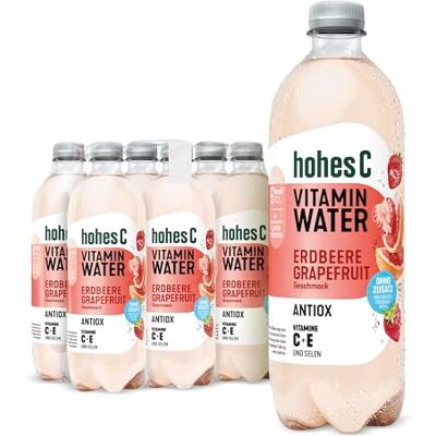 Hohes C Vitamin Water Antiox Erdbeere & Grapefruit (6 x 750ml), Zellschutz vor oxidativem Stress: Vitamin C, Vitamin E + Selen, nur 6kcal/100ml, ohne Zuckerzusatz & Süßungsmittel, vegan Hohes C Vitamin Water Antiox Erdbeere & Grapefruit (6 x 750ml), Zellschutz vor oxidativem Stress: Vitamin C, Vitamin E + Selen, nur 6kcal/100ml, ohne Zuckerzusatz & Süßungsmittel, vegan