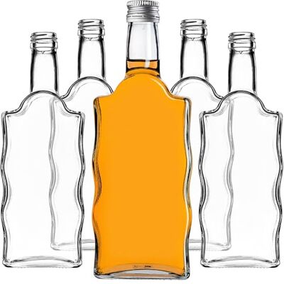 KADAX 5er Set Glasflaschen 500ml mit Schraubverschluss Silber – Leere Flaschen zum Befüllen für Saft, Likör, Öl, Essig & Sirup, Refillable Glass Bottles KADAX 5er Set Glasflaschen 500ml mit Schraubverschluss Silber – Leere Flaschen zum Befüllen für Saft, Likör, Öl, Essig & Sirup, Refillable Glass Bottles