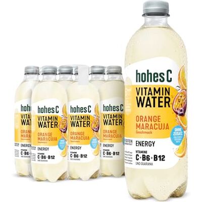Hohes C Vitamin Water Energy Orange & Maracuja (6 x 750ml), Müdigkeit & Ermüdung verringern, mehr Energie mit Vitamin C, B6 & B12, nur 6kcal/100ml, ohne Zuckerzusatz & Süßungsmittel, vegan Hohes C Vitamin Water Energy Orange & Maracuja (6 x 750ml), Müdigkeit & Ermüdung verringern, mehr Energie mit Vitamin C, B6 & B12, nur 6kcal/100ml, ohne Zuckerzusatz & Süßungsmittel, vegan