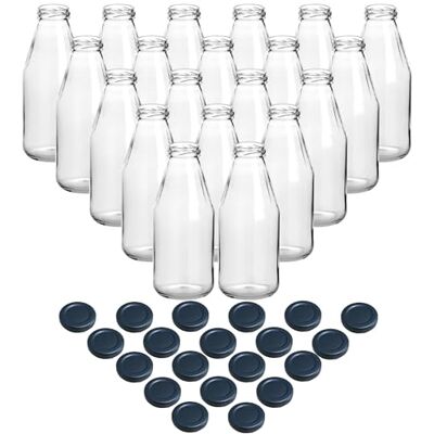 gouveo 20er Set Glasflaschen 500 ml (0,50 l) Saftflasche 500 ml rund Schraubdeckel TO 43 schwarz-matt, leere Abfüll- & Aufbewahrungsflaschen für Saft, Smoothie, Sirup, Öl & Essig (SF500SZ) gouveo 20er Set Glasflaschen 500 ml (0,50 l) Saftflasche 500 ml rund Schraubdeckel TO 43 schwarz-matt, leere Abfüll- & Aufbewahrungsflaschen für Saft, Smoothie, Sirup, Öl & Essig (SF500SZ)