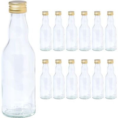 Vitrea 12 leere Glasflaschen 200ml Schraubverschluss Gold kleine Flaschen zum Befüllen mit Deckel für Saft, Getränke, Likör, Öl, Saucen, Sirup 12 Stück, PP28, Kropfhals Vitrea 12 leere Glasflaschen 200ml Schraubverschluss Gold kleine Flaschen zum Befüllen mit Deckel für Saft, Getränke, Likör, Öl, Saucen, Sirup 12 Stück, PP28, Kropfhals