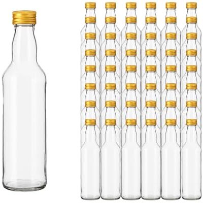 Vitrea 48 leere Glasflaschen 500ml Schraubverschluss Gold Flaschen zum Befüllen mit Deckel für Saft, Getränke, Likör, Öl, Saucen 48 Stück, PP28, Kropfhals Vitrea 48 leere Glasflaschen 500ml Schraubverschluss Gold Flaschen zum Befüllen mit Deckel für Saft, Getränke, Likör, Öl, Saucen 48 Stück, PP28, Kropfhals