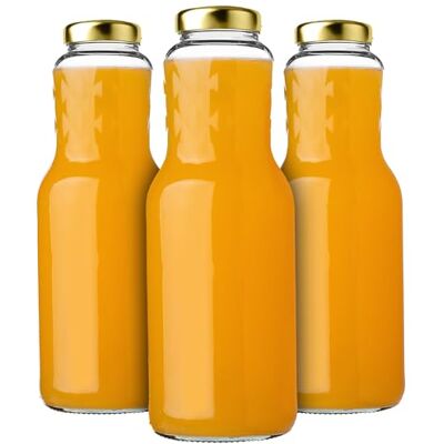 KADAX 3er Set Glasflaschen 1L mit Schraubverschluss Gold – Leere Milchflaschen Saftflaschen zum Befüllen für Saft, Milch, Smoothies & Sirup, Refillable Glass Bottles KADAX 3er Set Glasflaschen 1L mit Schraubverschluss Gold – Leere Milchflaschen Saftflaschen zum Befüllen für Saft, Milch, Smoothies & Sirup, Refillable Glass Bottles