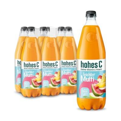 Hohes C leichter Multi (6 x 1l), 60% Fruchtsaft, Multivitaminsaft, Vitamin C, ohne Zuckerzusatz laut Gesetz, vegan Hohes C leichter Multi (6 x 1l), 60% Fruchtsaft, Multivitaminsaft, Vitamin C, ohne Zuckerzusatz laut Gesetz, vegan