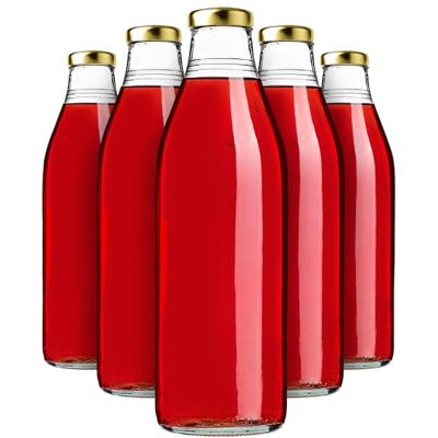 KADAX 20er Set Glasflaschen 1L mit Schraubverschluss Gold – Leere Milchflaschen Saftflaschen zum Befüllen für Saft, Milch, Smoothies & Sirup, Refillable Glass Bottles KADAX 20er Set Glasflaschen 1L mit Schraubverschluss Gold – Leere Milchflaschen Saftflaschen zum Befüllen für Saft, Milch, Smoothies & Sirup, Refillable Glass Bottles