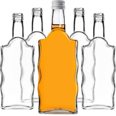 KADAX 5er Set Glasflaschen 500ml mit Schraubverschluss Weiß – Leere Flaschen zum Befüllen für Saft, Likör, Öl, Essig & Sirup, Refillable Glass Bottles KADAX 5er Set Glasflaschen 500ml mit Schraubverschluss Weiß – Leere Flaschen zum Befüllen für Saft, Likör, Öl, Essig & Sirup, Refillable Glass Bottles