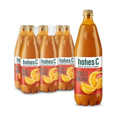 Hohes C Orange mit Fruchtfleisch (6 x 1l), 100% Saft, Orangensaft, Vitamin C, ohne Zuckerzusatz laut Gesetz, vegan Hohes C Orange mit Fruchtfleisch (6 x 1l), 100% Saft, Orangensaft, Vitamin C, ohne Zuckerzusatz laut Gesetz, vegan