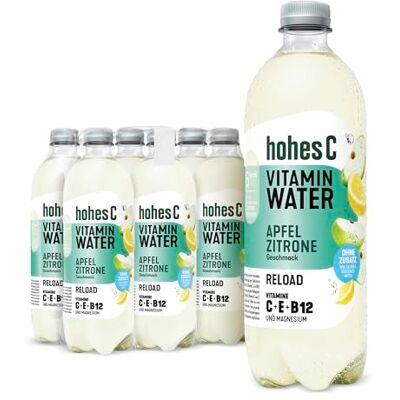 Hohes C Vitamin Water Reload Apfel & Zitrone (6 x 750ml), Magnesium für die Muskeln, Vitamin C & B12 für mehr Energie + Vitamin E, nur 6kcal/100ml, ohne Zuckerzusatz & Süßungsmittel, vegan Hohes C Vitamin Water Reload Apfel & Zitrone (6 x 750ml), Magnesium für die Muskeln, Vitamin C & B12 für mehr Energie + Vitamin E, nur 6kcal/100ml, ohne Zuckerzusatz & Süßungsmittel, vegan