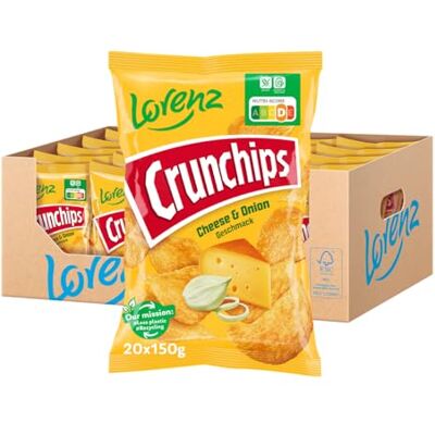 Lorenz Snack World LORENZ Crunchips Cheese & Onion 20 x 150 g vegetarisch Lorenz Snack World LORENZ Crunchips Cheese & Onion 20 x 150 g vegetarisch