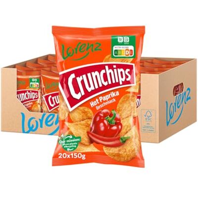 Lorenz Snack World LORENZ Crunchips Hot Paprika 20 x 150 g glutenfrei Lorenz Snack World LORENZ Crunchips Hot Paprika 20 x 150 g glutenfrei