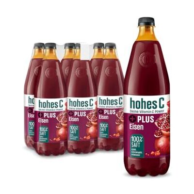 Hohes C PLUS Eisen (6 x 1l), 100% Saft, Apfel, Himbeere, Granatapfel, Vitamin C, PLUS an Eisen, ohne Zuckerzusatz, vegan Hohes C PLUS Eisen (6 x 1l), 100% Saft, Apfel, Himbeere, Granatapfel, Vitamin C, PLUS an Eisen, ohne Zuckerzusatz, vegan