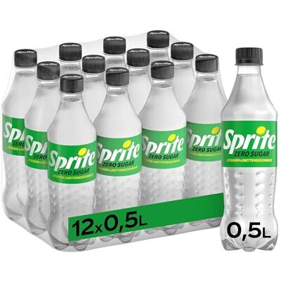 Sprite Zero / Maximale Erfrischung mit Limetten und Zitronen Geschmack ohne Zucker und ohne Kalorien in praktischen Flaschen / 12 x 500 ml Einweg Flasche Sprite Zero / Maximale Erfrischung mit Limetten und Zitronen Geschmack ohne Zucker und ohne Kalorien in praktischen Flaschen / 12 x 500 ml Einweg Flasche