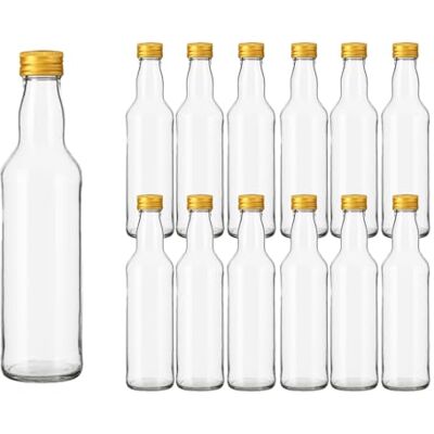Vitrea 12 leere Glasflaschen 500ml Schraubverschluss Gold Flaschen zum Befüllen mit Deckel für Saft, Getränke, Likör, Öl, Saucen 12 Stück, PP28, Kropfhals Vitrea 12 leere Glasflaschen 500ml Schraubverschluss Gold Flaschen zum Befüllen mit Deckel für Saft, Getränke, Likör, Öl, Saucen 12 Stück, PP28, Kropfhals