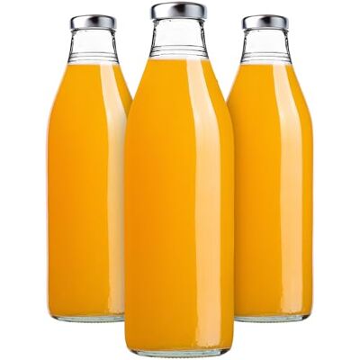 KADAX 3er Set Glasflaschen 1L mit Schraubverschluss Silber – Leere Milchflaschen Saftflaschen zum Befüllen für Saft, Milch, Smoothies & Sirup, Refillable Glass Bottles KADAX 3er Set Glasflaschen 1L mit Schraubverschluss Silber – Leere Milchflaschen Saftflaschen zum Befüllen für Saft, Milch, Smoothies & Sirup, Refillable Glass Bottles