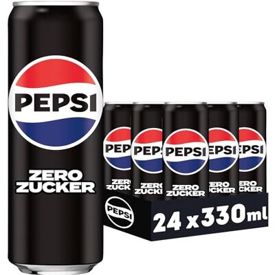 Pepsi Zero Zucker, Das zuckerfreie Erfrischungsgetränk von ohne Kalorien, Koffeinhaltige Cola in der Dose, EINWEG Dose (24 x 0,33 l) (Verpackungsdesign kann abweichen) Pepsi Zero Zucker, Das zuckerfreie Erfrischungsgetränk von ohne Kalorien, Koffeinhaltige Cola in der Dose, EINWEG Dose (24 x 0,33 l) (Verpackungsdesign kann abweichen)
