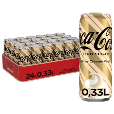 Coca-Cola Coca‑Cola Zero Creamy Vanilla, Softdrink ohne Zucker, EW Dosen, 24 x 330 ml temporäres Erfrischungsgetränk mit originalem Coke-Geschmack ohne Zucker und ohne Kalorien Softdrink mit Koffein Coca-Cola Coca‑Cola Zero Creamy Vanilla, Softdrink ohne Zucker, EW Dosen, 24 x 330 ml temporäres Erfrischungsgetränk mit originalem Coke-Geschmack ohne Zucker und ohne Kalorien Softdrink mit Koffein