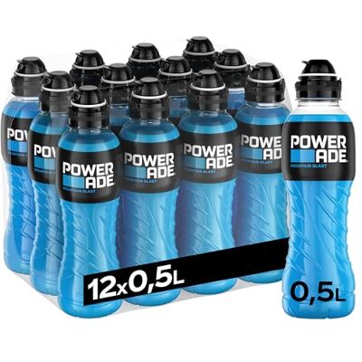 Powerade Sports Mountain Blast, kalorienarmes Sportgetränk mit Fruchtmix-Geschmack, mit Elektrolyten, Sport Drink in stylischen Einweg Flaschen (12 x 500 ml) Powerade Sports Mountain Blast, kalorienarmes Sportgetränk mit Fruchtmix-Geschmack, mit Elektrolyten, Sport Drink in stylischen Einweg Flaschen (12 x 500 ml)