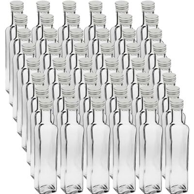Vitrea 48 leere Glasflaschen 250ml Schraubverschluss Silber Eckig mit Etiketten kleine Flaschen zum Befüllen mit Deckel für Saft, Getränke, Likör, Öl, Saucen 48 Stück, Maraska Vitrea 48 leere Glasflaschen 250ml Schraubverschluss Silber Eckig mit Etiketten kleine Flaschen zum Befüllen mit Deckel für Saft, Getränke, Likör, Öl, Saucen 48 Stück, Maraska