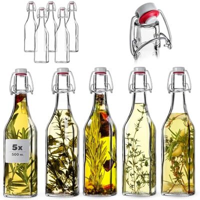 KADAX Bügelflaschen 500 ml, 5er Set, Glasflaschen mit Bügelverschluss, leere Flaschen zum Befüllen für Saft, Öl, Essig, Likör & Sirup, Saftflaschen aus Glas, Likörflaschen KADAX Bügelflaschen 500 ml, 5er Set, Glasflaschen mit Bügelverschluss, leere Flaschen zum Befüllen für Saft, Öl, Essig, Likör & Sirup, Saftflaschen aus Glas, Likörflaschen