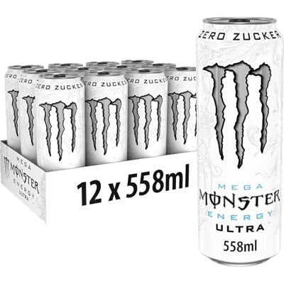 Monster Cable Energy Ultra White Mega wiederverschließbarer koffeinhaltiger Energy Drink mit sanftem Zitrus-Geschmack ohne Zucker und ohne Kalorien in Einweg Dosen (12 x 558ml) Monster Cable Energy Ultra White Mega wiederverschließbarer koffeinhaltiger Energy Drink mit sanftem Zitrus-Geschmack ohne Zucker und ohne Kalorien in Einweg Dosen (12 x 558ml)