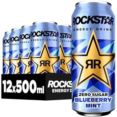 Rockstar Energy Drink Zero Sugar Blueberry Mint, 12x500ml – koffeinhaltig Rockstar Energy Drink Zero Sugar Blueberry Mint, 12x500ml – koffeinhaltig