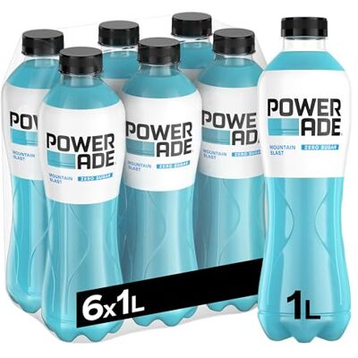 Powerade Sports Mountain Blast Zero zuckerfreies, kalorienfreise, isotonisches Erfrischungsgetränk mit exotischem Fruchtgeschmack Sport Drink in Einweg Flaschen (6 x 1000 ml) Powerade Sports Mountain Blast Zero zuckerfreies, kalorienfreise, isotonisches Erfrischungsgetränk mit exotischem Fruchtgeschmack Sport Drink in Einweg Flaschen (6 x 1000 ml)