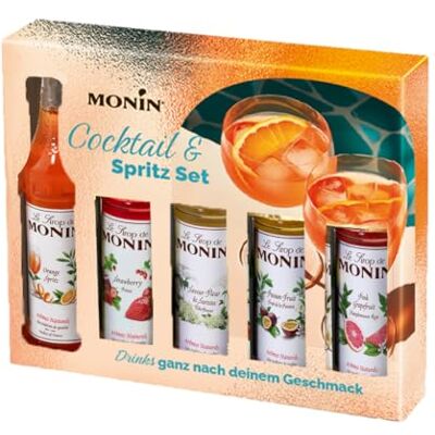 MONIN Sirup Set Cocktail, Spritz & Aperitif 5×5 cl Erdbeere, Pink Grapefruit, Orange Spritz, Passionsfrucht, Holunderblüte MONIN Sirup Set Cocktail, Spritz & Aperitif 5×5 cl Erdbeere, Pink Grapefruit, Orange Spritz, Passionsfrucht, Holunderblüte