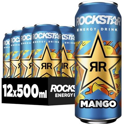 Rockstar Energy Drink Mango Geschmack Exotisches, koffeinhaltiges Erfrischungsgetränk für den Energie Kick, EINWEG (12 x 500ml) (Verpackungsdesign kann abweichen) Rockstar Energy Drink Mango Geschmack Exotisches, koffeinhaltiges Erfrischungsgetränk für den Energie Kick, EINWEG (12 x 500ml) (Verpackungsdesign kann abweichen)