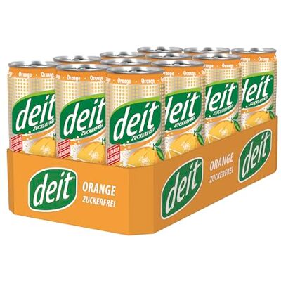 Deit Orange Dose Zuckerfreies Erfrischungsgetränk im 12er Pack (12 x 330 ml) -Kalorienarme Limonade, Natürliche Zutaten, Spritziger Orangengeschmack Deit Orange Dose Zuckerfreies Erfrischungsgetränk im 12er Pack (12 x 330 ml) -Kalorienarme Limonade, Natürliche Zutaten, Spritziger Orangengeschmack