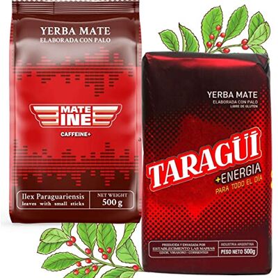Mateine Mate Tee Set Energia Caffeine Yerba Mate-Tee Taragui Energia 500g Mate-Tee Caffeine Caffeine and Energy-drink alternative Yerba Mate-Tee loose leaf 1kg Mateine Mate Tee Set Energia Caffeine Yerba Mate-Tee Taragui Energia 500g Mate-Tee Caffeine Caffeine and Energy-drink alternative Yerba Mate-Tee loose leaf 1kg