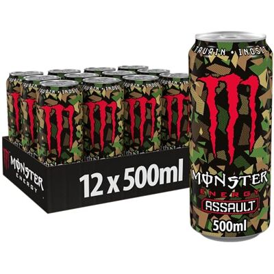 Monster Cable Energy® Assault koffeinhaltiger Energy-Drink mit Cola-Bourbon-Geschmack wie alle Monster Energy-Drinks ohne Alkohol full Flavour, full Sugar in praktischen Einweg Dosen (12 x 500 ml) Monster Cable Energy® Assault koffeinhaltiger Energy-Drink mit Cola-Bourbon-Geschmack wie alle Monster Energy-Drinks ohne Alkohol full Flavour, full Sugar in praktischen Einweg Dosen (12 x 500 ml)