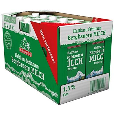 Berchtesgadener Land Haltbare Bergbauern-Milch, 1.5% Fett, 12er Pack (12 x 1 l) Berchtesgadener Land Haltbare Bergbauern-Milch, 1.5% Fett, 12er Pack (12 x 1 l)