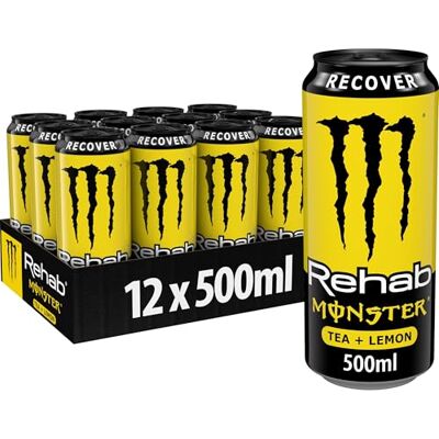 Monster Cable Energy Rehab Lemon koffeinhaltiger Energy-Eistee mit Zitronen-Geschmack Energydrink ohne Kohlensäure in praktischen Einweg Dosen (12 x 500 ml) Monster Cable Energy Rehab Lemon koffeinhaltiger Energy-Eistee mit Zitronen-Geschmack Energydrink ohne Kohlensäure in praktischen Einweg Dosen (12 x 500 ml)