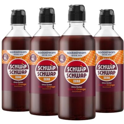 sodastream drink mix Schwip Schwap Zero · Cola-Orange Getränkesirup ohne Zucker für Wassersprudler · 4 x 440ml sodastream drink mix Schwip Schwap Zero · Cola-Orange Getränkesirup ohne Zucker für Wassersprudler · 4 x 440ml