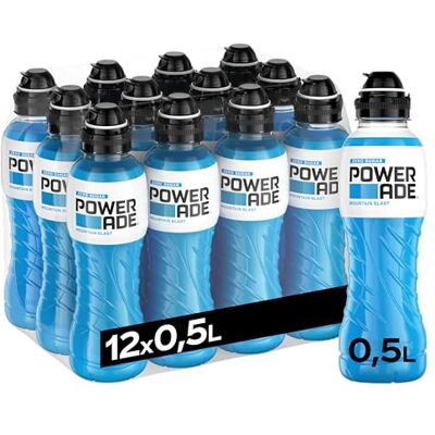 Powerade Sports Mountain Blast Zero, zuckerfreies Sport Getränk mit Fruchtmix-Geschmack, Sport Drink in stylischen Einweg Flaschen (12 x 500 ml), Sports Drink Powerade Sports Mountain Blast Zero, zuckerfreies Sport Getränk mit Fruchtmix-Geschmack, Sport Drink in stylischen Einweg Flaschen (12 x 500 ml), Sports Drink
