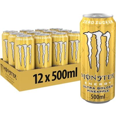 Monster Cable Energy Ultra Golden Pineapple, Energy Drink, Dose, 12 x 500 ml Koffeinhaltiger Energy-Drink mit fruchtig-leichtem Ananas-Geschmack, full Flavour, zero Zucker, zero Kalorien Monster Cable Energy Ultra Golden Pineapple, Energy Drink, Dose, 12 x 500 ml Koffeinhaltiger Energy-Drink mit fruchtig-leichtem Ananas-Geschmack, full Flavour, zero Zucker, zero Kalorien