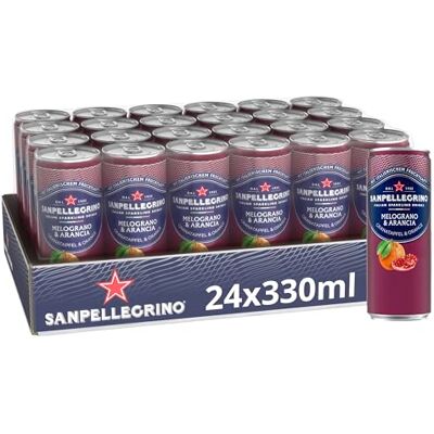 San Pellegrino Orangen-Granatapfel-Limonade, 24er Pack (24 x 330 ml) Italienische Orangen-Granatapfel-Limonade mit 15 % Fruchtsaft (aus Konzentrat), Kohlensäure und 100 % natürlichen Zutaten San Pellegrino Orangen-Granatapfel-Limonade, 24er Pack (24 x 330 ml) Italienische Orangen-Granatapfel-Limonade mit 15 % Fruchtsaft (aus Konzentrat), Kohlensäure und 100 % natürlichen Zutaten