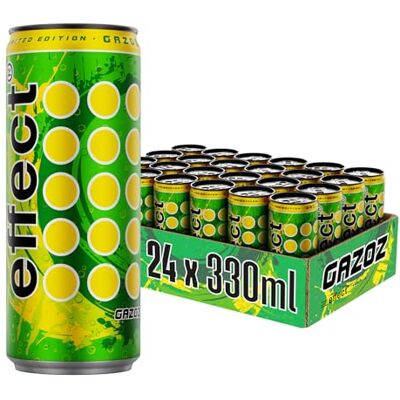 effect Energy Drink GAZOZ – Tray mit 24 x 330 ml Energy Dose Einweg, Koffeinhaltiges Erfrischungsgetränk mit B-Vitaminen – spritzig-süßer Citrus-Geschmack mit floraler Note, vegan effect Energy Drink GAZOZ – Tray mit 24 x 330 ml Energy Dose Einweg, Koffeinhaltiges Erfrischungsgetränk mit B-Vitaminen – spritzig-süßer Citrus-Geschmack mit floraler Note, vegan