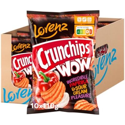 Lorenz Snack World LORENZ Crunchips WOW Paprika & Sour Cream 10 x 110 g vegetarisch Lorenz Snack World LORENZ Crunchips WOW Paprika & Sour Cream 10 x 110 g vegetarisch