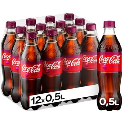 Coca-Cola Cherry fruchtiges Erfrischungsgetränk mit Kirsch-Geschmack koffeinhaltiger Softdrink in Einweg Flaschen (12 x 500 ml) Coca-Cola Cherry fruchtiges Erfrischungsgetränk mit Kirsch-Geschmack koffeinhaltiger Softdrink in Einweg Flaschen (12 x 500 ml)