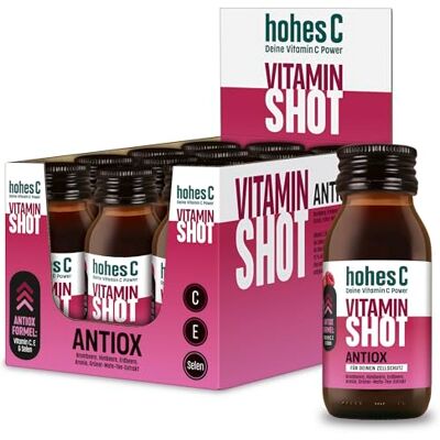 Hohes C Vitamin Shot Antiox (12 x 60ml) – Für den Zellschutz; mit Brombeere, Himbeere, Erdbeere, Grüner Mate Tee-Extrakt, Aronia – vegan, ohne Zuckerzusatz & Konservierungsstoffe Hohes C Vitamin Shot Antiox (12 x 60ml) – Für den Zellschutz; mit Brombeere, Himbeere, Erdbeere, Grüner Mate Tee-Extrakt, Aronia – vegan, ohne Zuckerzusatz & Konservierungsstoffe